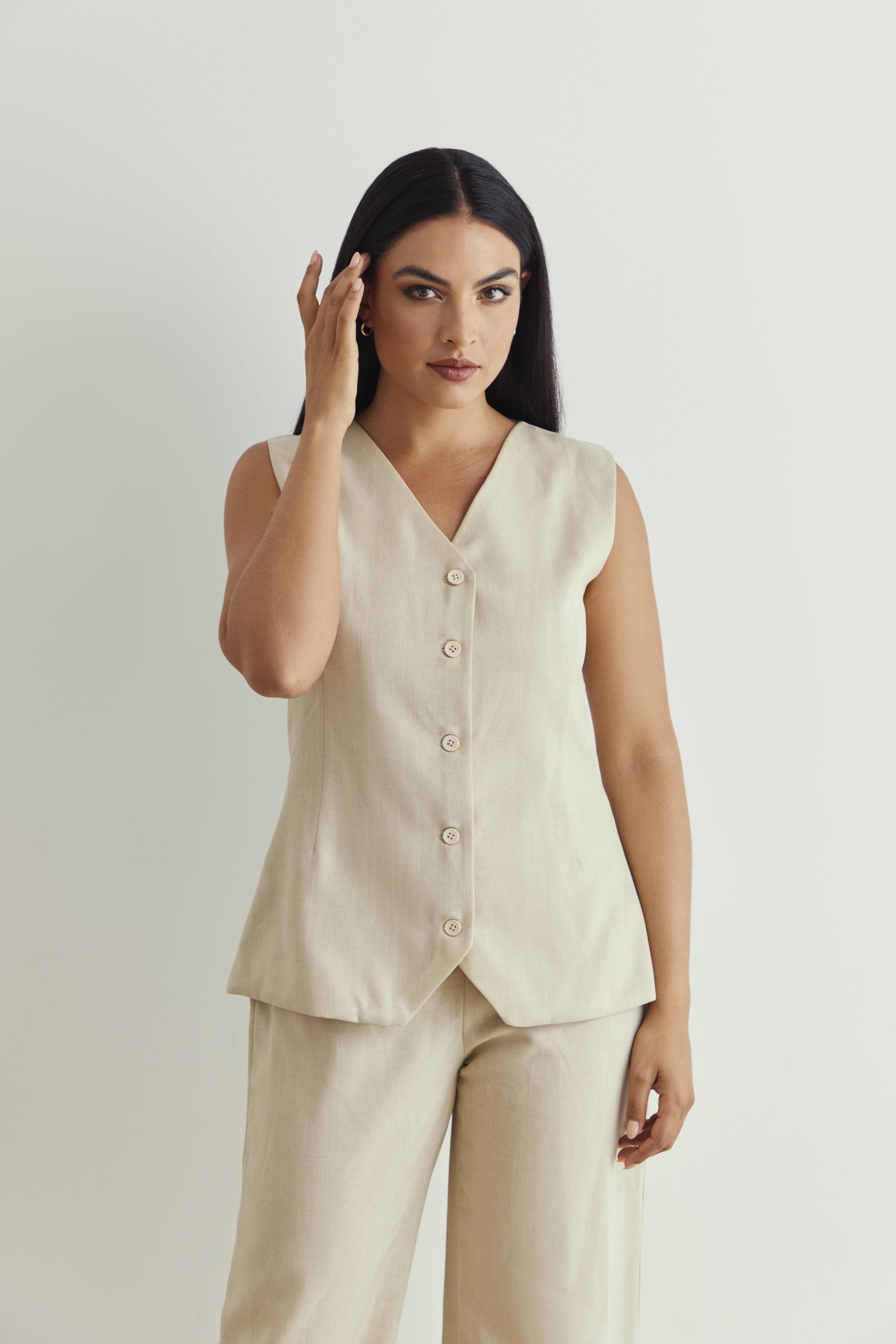 Vest & Pants in Beige