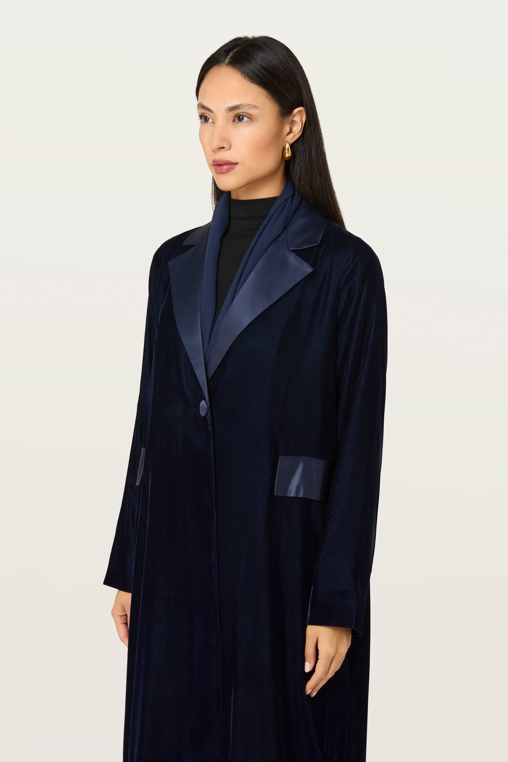 Velvet Blazer in Navy